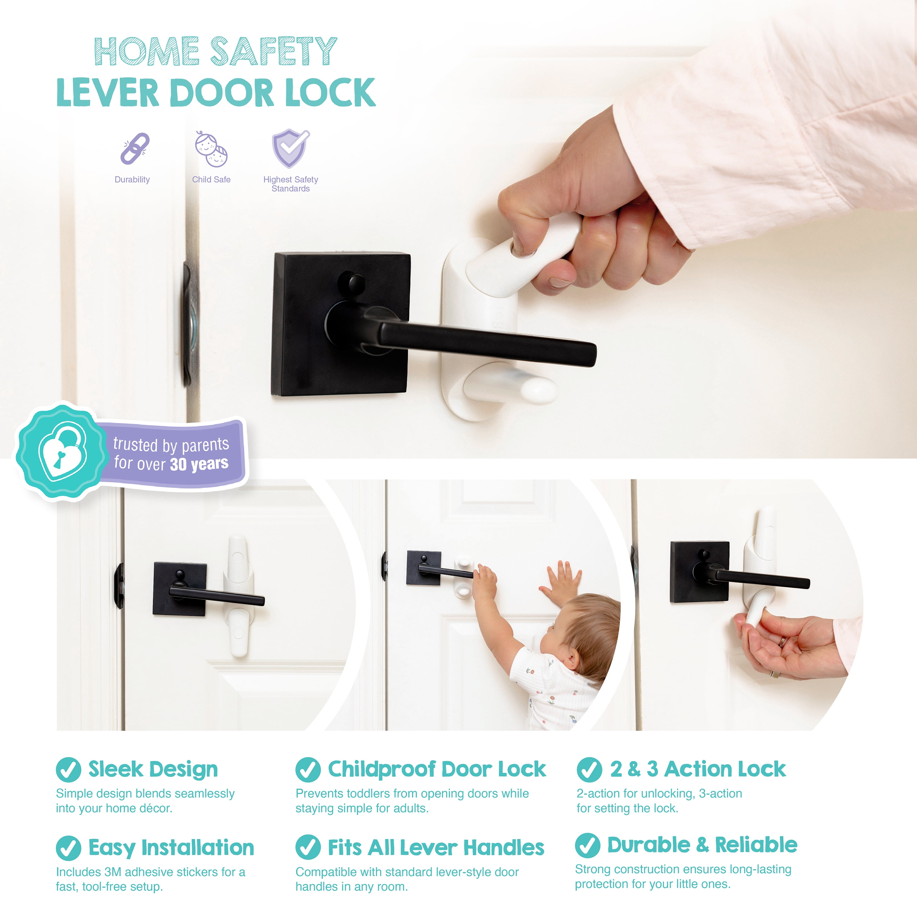 Regalo White Lever Door Lock for Child Safety - 1 Pack
