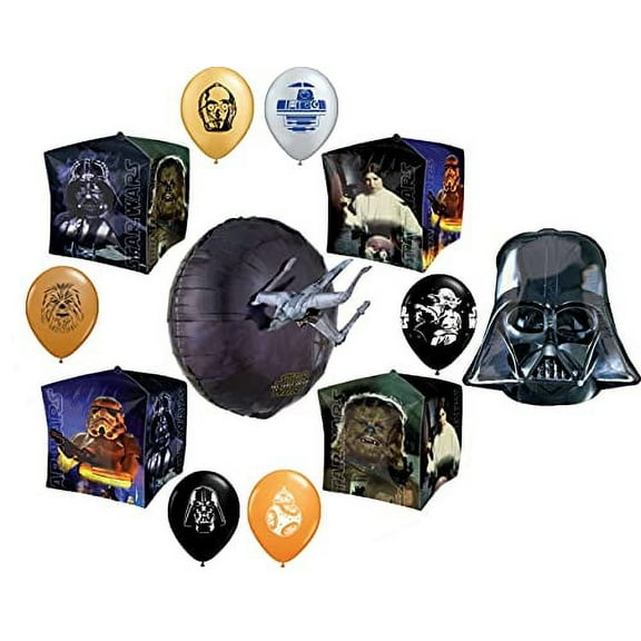 Star Wars Birthday Party Supplies Cubez, Star Ship and Darth Vader Balloon Bouquet Decorations