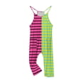 thumbnail image 5 of JTSRKL Girls Striped Jumpsuits Cute Summer Sleeveless Spaghetti Strappy Long Pants Kids Overalls Loose Fit Casual Color Block Print Rompers with Side Pockets Green 5-6 Years, 5 of 9