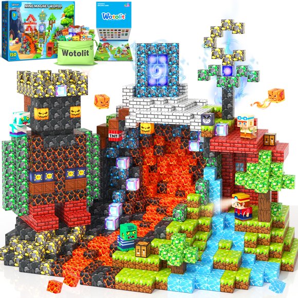 Magnetic Blocks Toys, Build Mine Magnet World Set, Magnetic Tiles Building for Boys & Girls Age 4-8 5-7, STEM Montessori Sensory Toys for Toddlers Ki