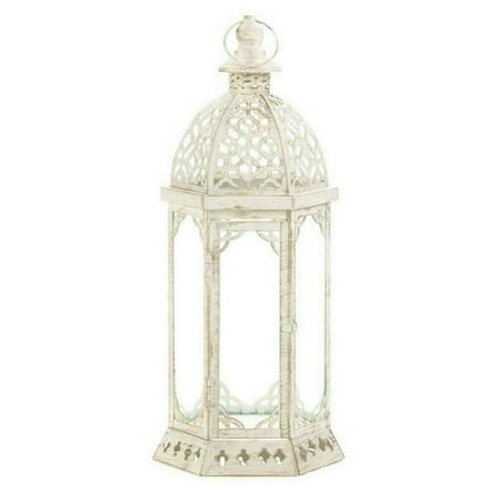 GRACEFUL DISTRESSED SMALL WHITE LANTERN