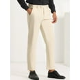 thumbnail image 2 of Pantalones recortados para hombre Pantalones de vestir hasta el tobillo de color sólido con parte delantera plana y ajuste delgado Beige 30, 2 of 6