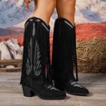 thumbnail image 3 of SACFOF Cowboy Boots for Women Fringe Knee High Cowgirl Western Boots with Classic Embroidery Pointed Toe Chunky Heel for Weddings Parties, 3 of 6