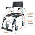 thumbnail image 2 of KFFKFF Shower Commode Wheelchair with 4 Lockable Wheels Footrests Flip-up Arms, 2 of 9