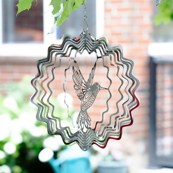 Accent Collection Twisted Metal Hummingbird Wind Spinner for Garden Decor
