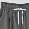 thumbnail image 6 of Meichang Cotton Linen Shorts for Women Elastic Waist Knee Length Bermuda Shorts Loose Lounge Shorts with Drawstring Pockets, 6 of 6