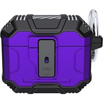 ELEHOLD AirPods Case for AirPods 3rd Gen 2021, Secure Lock Clip Full-Body Hard Shell Rugged Anti-Drop Shockproof Protective Case with Carabiner for Apple AirPods 3rd Gen 2021,Purple