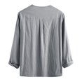 thumbnail image 5 of Men's New Long Sleeved Solid Color Trendy Cotton Linen Shirt Tie Up Top M, 5 of 5