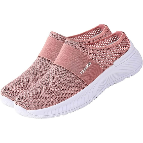 Women Summer Slip On Open Back Shoes Mesh surface Walking Lightweight Comfortable shoes