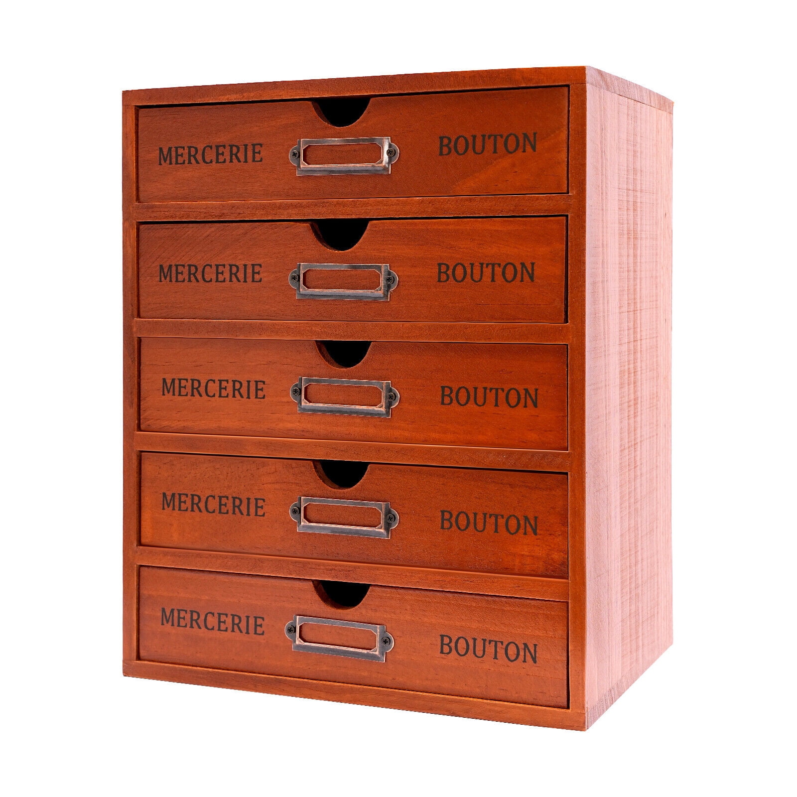 5-Drawer Wooden Desk Organizer, Storage Drawers, Vintage Shelf Drawer in Office, Study, Bedroom, Dresser for Organizing Documents, Files, Pens, Notebooks, Handy Stickers, or Other Items