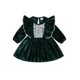 thumbnail image 1 of Diconna Robe Bébé Fille, Robe à Manches Longues Col Rond Patchwork en Velours Côtelé Robe Trapèze pour Fête Quotidienne, 1 of 9