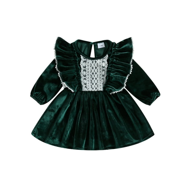 Diconna Robe Bébé Fille, Robe à Manches Longues Col Rond Patchwork en Velours Côtelé Robe Trapèze pour Fête Quotidienne