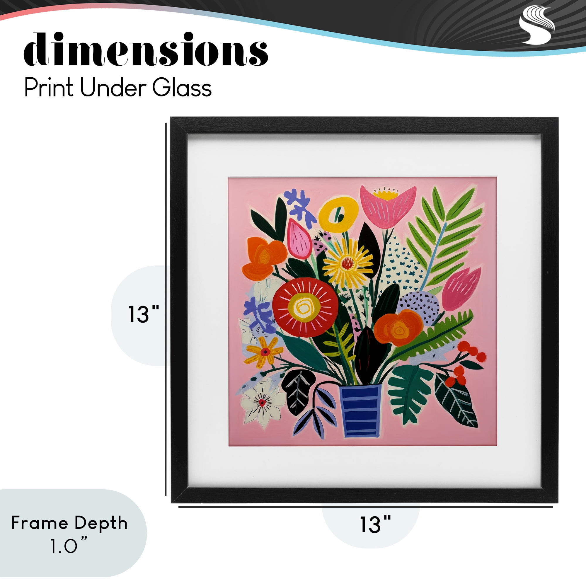 Stupell Industries Floral Flourish Summer Bouquet Black Framed Print Under Glass, design by Lazar Studio