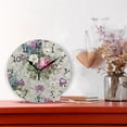 thumbnail image 5 of Purple White Pink Florals Vintage Round Wall Clock Silent Analog Battery Operated Gold Pointer Home Decor 9.84" Diameter, 5 of 11