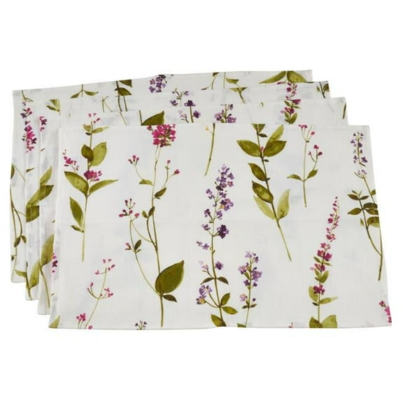 Saro Lifestyle Watercolor Floral Stems Linen Placemat (Set of 4)