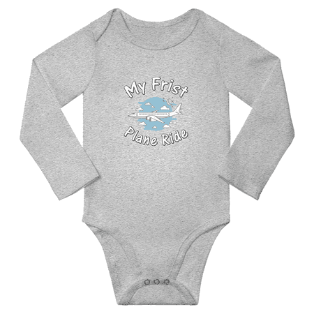 

My First Plane Ride Funny Baby Long Sleeve Bodysuits (Gray 18-24M)