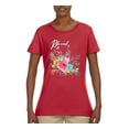 thumbnail image 2 of Wild Bobby, Cute Hearts and Flowers Blessed, Inspirational/Christian, Women Graphic Tee, Red, Large, 2 of 3