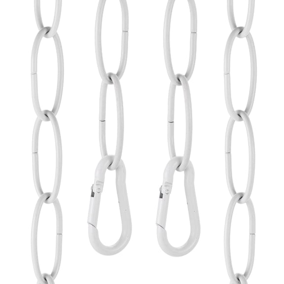 Uxcell 3ft Lighting Hanging Chain, 2.4mm/0.09" Looping Metal Pendant Chandelier Chain Extension with 2 Spring Snap Hook for Hanging Plant Pendant Chandelier Light Fixture, White