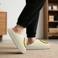 thumbnail image 4 of Smile Face Slippers for Women and Men Retro Comfy PU Leather Slip-On House Shoes with Memory Foam Warm Soft Flat Slides for Indoor & Outdoor, 4 of 5
