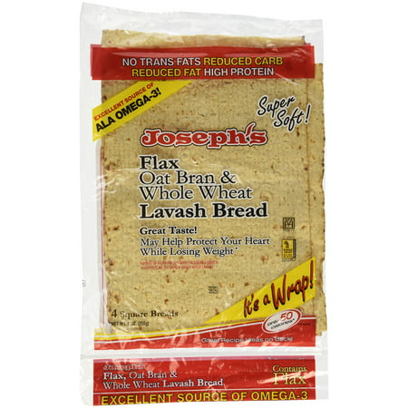 Joseph's Lavash Bread Flax Oat Bran & Whole Wheat Reduced Carb - 4 Square Breads 1 (Best Store Bought Whole Wheat Bread)