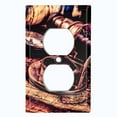 thumbnail image 2 of Metal Light Switch Plate Cover Vintage World Map Telescope Compass MAP002, 2 of 13