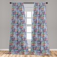 thumbnail image 4 of Ambesonne Floral Curtains, Paisley Watercolor Retro Art, Pair of 28"x63", Navy Blue and Pale Seafoam, 4 of 5