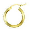 thumbnail image 3 of Wellingsale Ladies 14k Yellow Gold Polished 3mm CZ Hoop Earrings (20mm Diameter), 3 of 7
