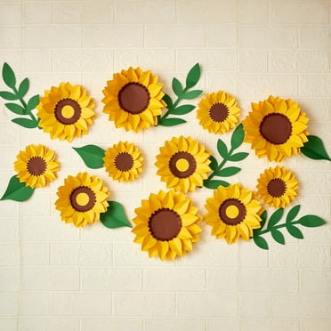 Easy Joy 11pcs Spring Sunflower Paper Flower Decoration 3D Yellow Flower Home Wall Decor for Birthday Party Baby Shower Decoration