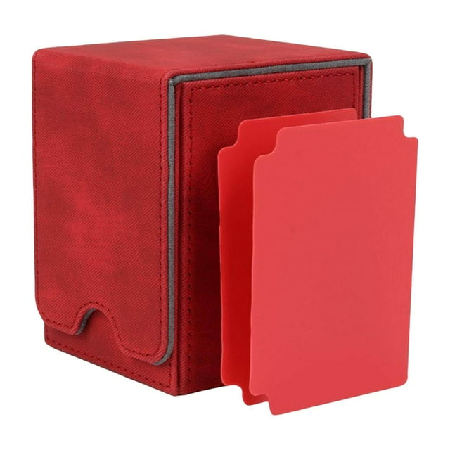 pitrice Leather Deck Case 100+ Sleeved Cards for Business Cards Red
