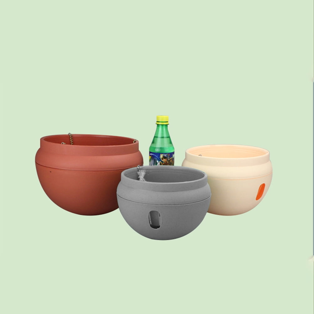 LOLIPPYY 1-Pack Indoor Hanging Flower Pot Plastic Planter for Office and Home Decor, Greyish White