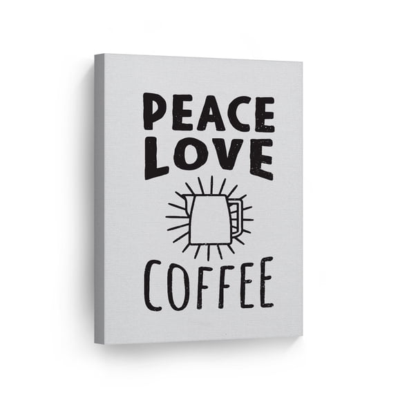 Smile Art Design Peace Love Coffee Black and White Coffee Pot Canvas Wall Art Print Coffee Sign Kitchen Decor Quote Inspirational Gift Farmhouse Restaurant Office Coffee Shop Room Decor 36x24
