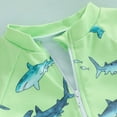 thumbnail image 6 of TOWED22 Toddler Baby Boys Seersucker Long Sleeve One Piece Rash Guard Swimsuit Zipper Bathing Suit Swimwear with Hat Green,6-12 M, 6 of 7