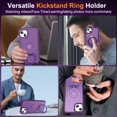 thumbnail image 7 of Dteck for iPhone 14 Plus Case with Magnetic Invisible Stand,Military Grade Drop Protection,Compatible with MagSafe, Shockproof Translucent Matte Protective Cover with Ring Holder for Women Men,Purple, 7 of 7