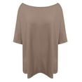 thumbnail image 4 of Essentials Womens Tees Tops Basic Shirts Solid Off Shoulder Cropped Slim Going Out 2025 Fall Outfits, 4 of 5