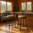 thumbnail image 2 of Homy Casa Set of 2 Industrial Swivel Counter Stools with Hollow Back and Sturdy Metal Frame, 2 of 10