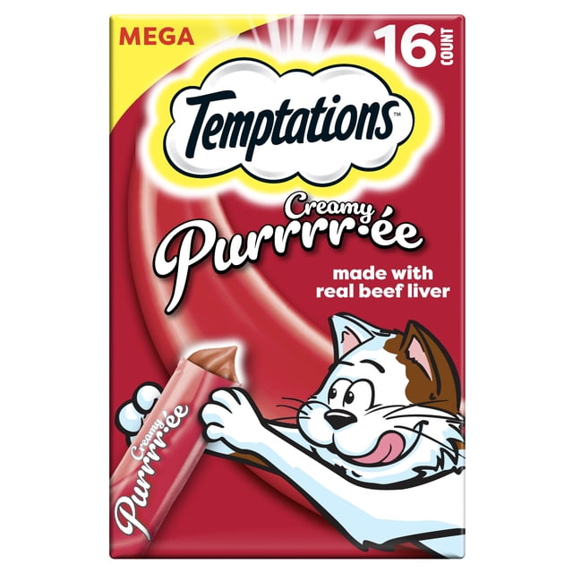 Delicias Húmedas para Gatos Temptations Crema para Exprimir Sabor a Res 480 mL