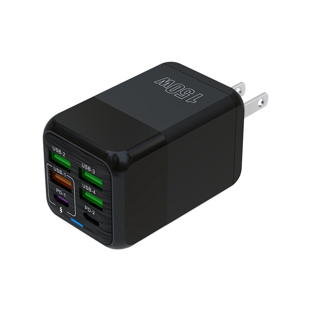 android Phone Charger, 150W Fast Charging Power Adapter, 4USB+2PD Multi Port, US Standard Wall Plug, Simultaneous Charging for Multiple Devices Usb Power Adapter