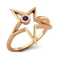 thumbnail image 2 of 0.03 Ctw Round Amethyst Open Star Ring 925 Sterling Silver Rose Vermeil Solitaire Valentines Day Gifts Ring, 2 of 4