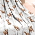 thumbnail image 3 of White Highland Cow Flower Pattern Blanket,Comfortable Soft Flannel Throw Blanket,All Season,Warm Lightweight Blankets for Sofa Bed Couch Living Room Chair,30"x40", 3 of 4