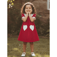 thumbnail image 4 of BemeyourBBs Kids Toddler Baby Girls Valentines Day Outfit Red Heart Spring Dress Short Sleeve Doll Collar Heart Print Princess Dress, 4 of 9