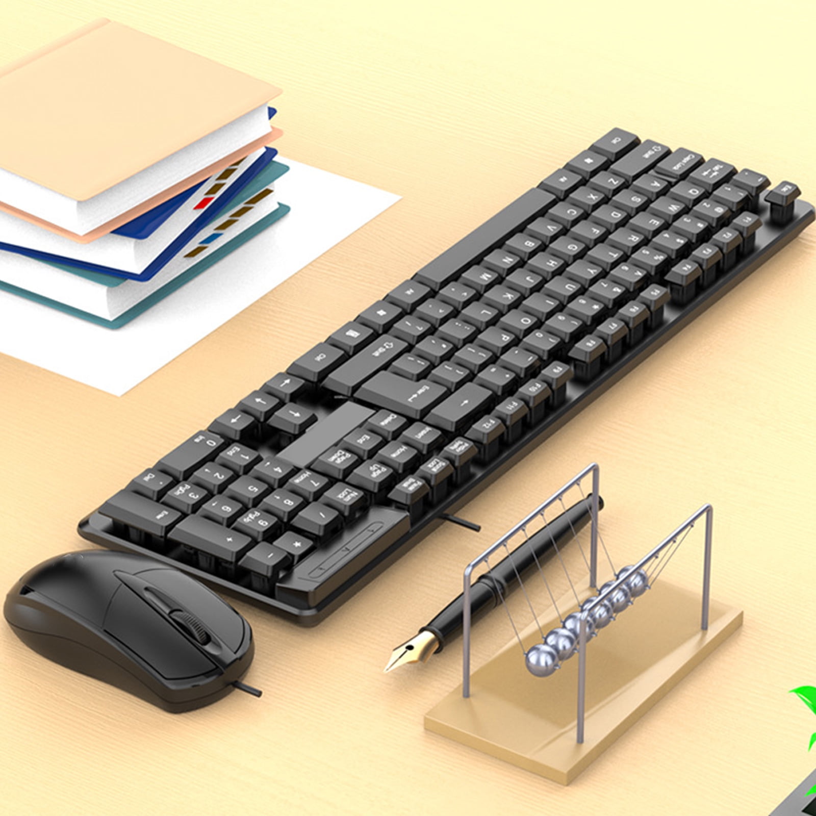 Gaming Keyboard and Combo USB Corded Full Size Mechanical Feeling Keyboard for PC Laptop Desktop