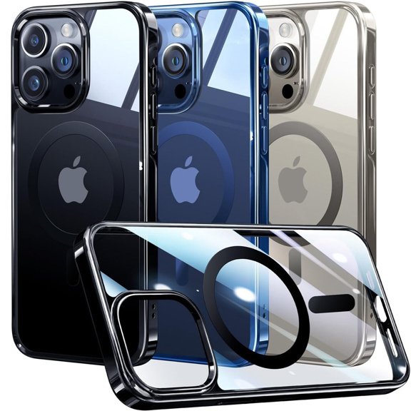 Designed for iPhone 15 Pro Max,Ancove Clear Case [Never Yellow] [Compatible with Mag Safe] Magnetic Shockproof Official Color Match for Apple iPhone 15 Pro Max,Black