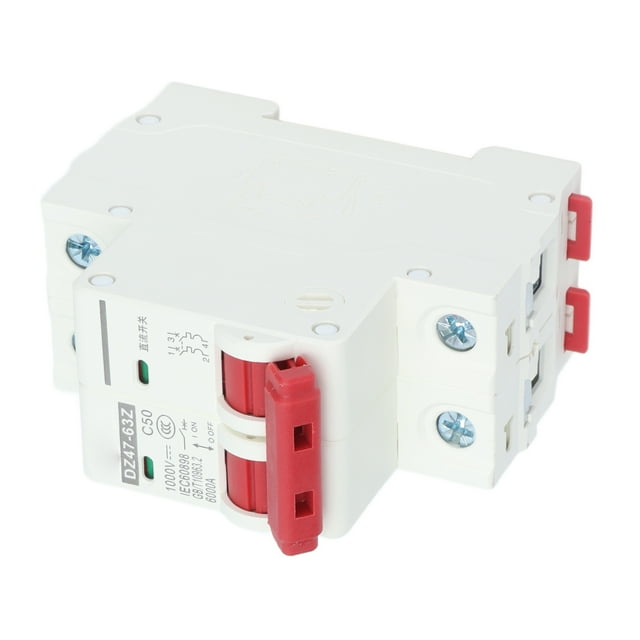 Riousery Interruptor Automático de CC 2P 1000V 50A para Riel DIN 9.00 cm x 8.00 cm / 3.54 x 3.15 inches