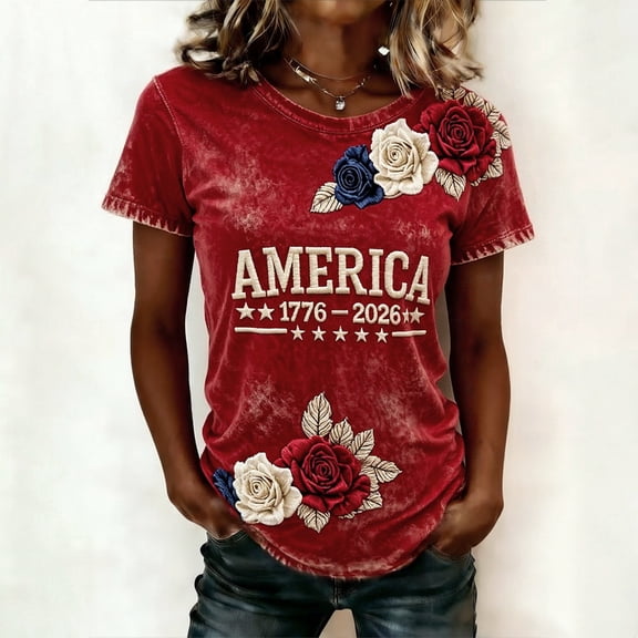 MAIHAN Usa 250th Anniversary T-Shirt Women 4th Of July Shirt Plus Size American Flag Shirts Summer T Shirt American Birthday Shirts Tops