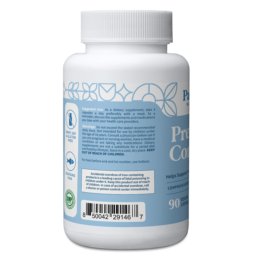 Pattern Wellness Prenatal Vitamins, Folate + DHA, Key Nutrients for Mom & Baby, 90 Count