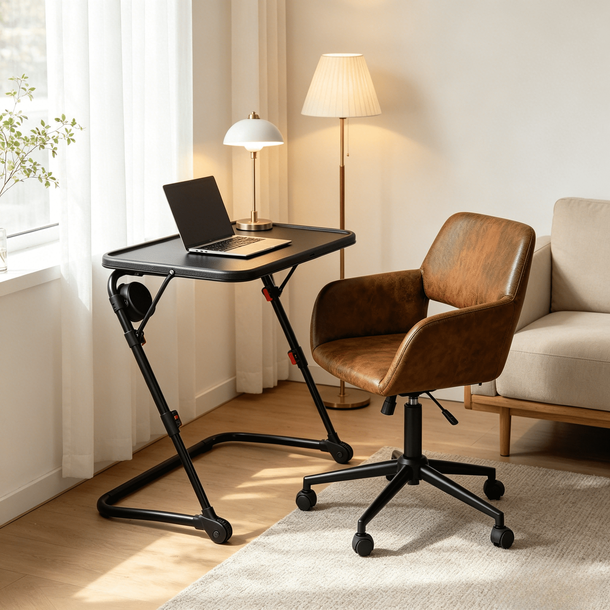 Homy Casa 2-Piece Home Office Set, Swivel Suede Office Chair and ...
