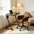 thumbnail image 1 of Homy Casa 2-Piece Home Office Set, Swivel Suede Office Chair and Adjustable Height Folding Laptop Table, Brown/Black, 1 of 10