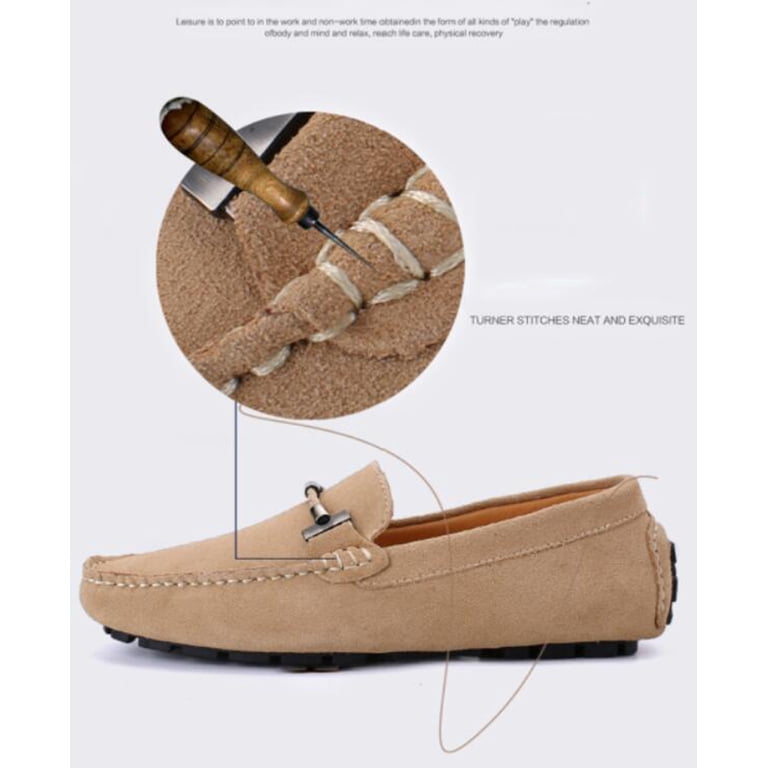 Go Tour Men\'s Beige Suede Leather Loafers Penny Slip On Moccasin Driving Shoes Amazon.com | Go Tour New Mens Casual Loafers Moccasins Slip  main image 3