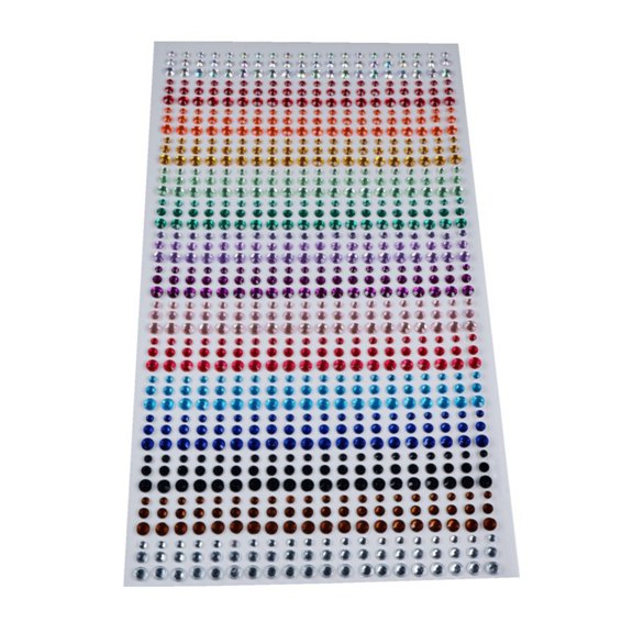 HEVIRGO 900Pcs/Sheet Rhinestone Stickers Self Adhesive DIY Decoration 3/4/5mm 3D Faux Gem Embellishment Stickers for Face Rhinestone Stickers