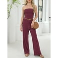 thumbnail image 5 of Two Piece Sets For Women Summer Outfits Lounge Sets Striped Tube Top And Pants Matching Sets Beach Vacation Travel, 5 of 10